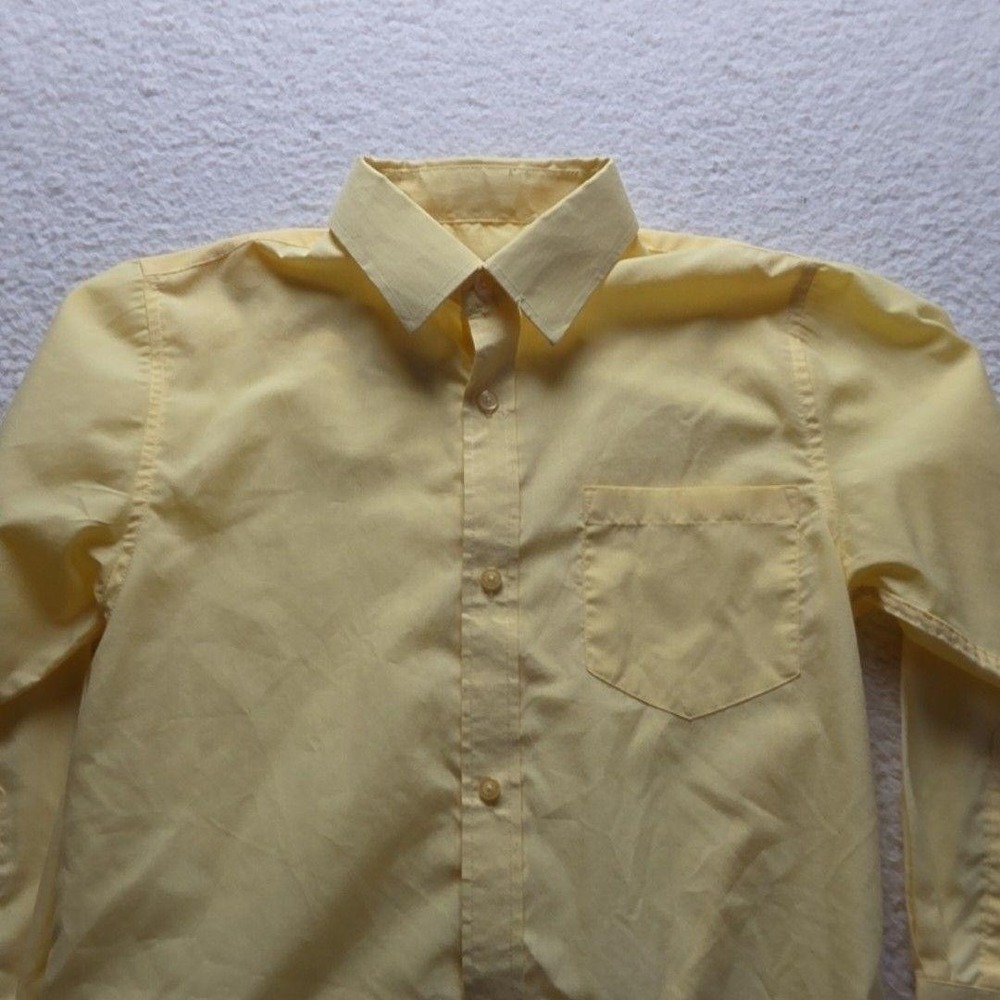 Alberto Danelli Boys Yellow Long Sleeve Button Down Dress Shirt Size M 10-12